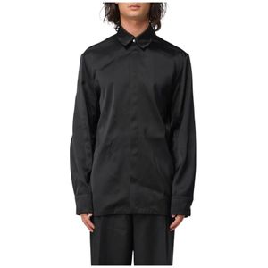 Jil Sander, Overhemden, Heren, Zwart, L, Zwarte Zijden Overhemd, veelzijdig en tijdloos