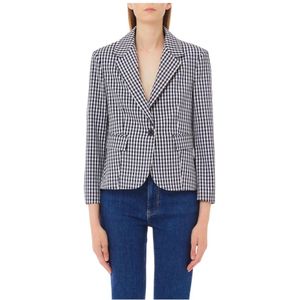 Liu Jo, Jassen, Dames, Blauw, L, Blazer Jas voor Stijlvolle Outfits