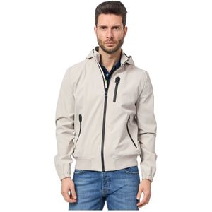 YES Zee, Jassen, Heren, Beige, XL, Nylon, Beige Bomberjack met capuchon