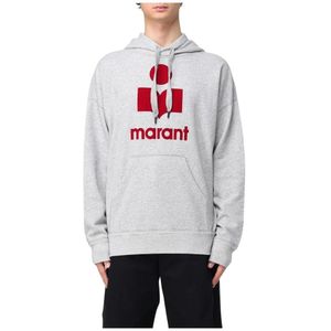 Isabel Marant, Sweatshirts & Hoodies, Heren, Grijs, M, Katoen, Grijze Logo Hoodie Relaxte Pasvorm