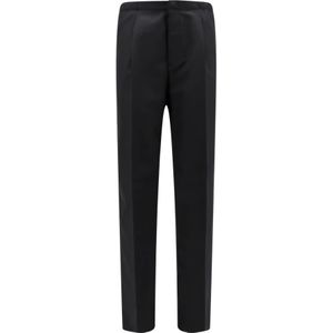 Fendi, Broeken, Heren, Zwart, L, Wol, Zwarte wollen broek met elastisch detail