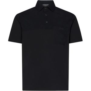 Herno, Tops, Heren, Zwart, L, Katoen, Zwarte Poloshirt Kortmouw Ontwerp