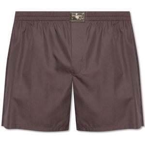 Dolce & Gabbana, Ondergoed, Heren, Bruin, L, Katoen, Shorts met logo-applicatie