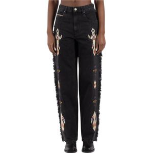 Isabel Marant Étoile, Jeans, Dames, Zwart, 2Xs, Katoen, Donkergrijze Katoenen Hennepbroek