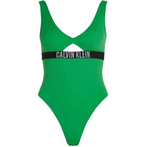 Calvin Klein, Badkleding, Dames, Groen, M, Nylon, Mode Fit Eendelig Badpak