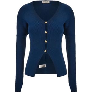 Lanvin, Truien, Dames, Blauw, XS, Wol, Cardigan