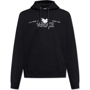 Versace, Sweatshirts & Hoodies, Heren, Zwart, XL, Katoen, Sweatshirts & Hoodies