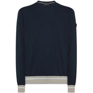 Peuterey, Truien, Heren, Blauw, L, Polyester, Gestreepte Tricot Sweatshirts & Hoodies