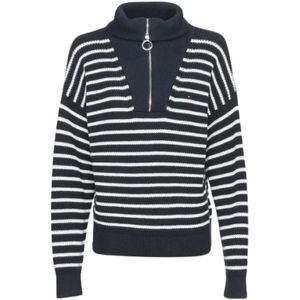 Tommy Hilfiger, Truien, Dames, Blauw, 2Xs, Katoen, Gestreept oversized coltrui