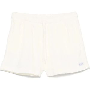 Maison Labiche, Korte broeken, Dames, Beige, S, Beige Shorts met Trekkoord en Logopatch