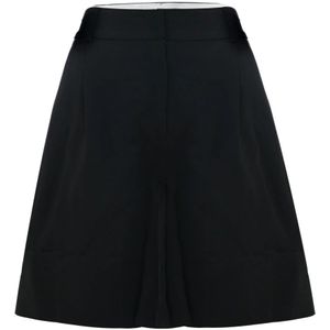 Kocca, Korte broeken, Dames, Zwart, M, Linnen, Natuurlijke Geplooide Shorts met Steekzakken