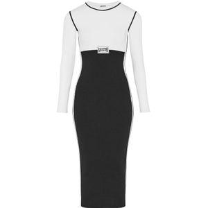 Jean Paul Gaultier, Kleedjes, Dames, Veelkleurig, M, Katoen, Witte Color-Block Jurk, Elegante Stijl