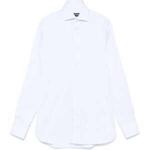 Ermenegildo Zegna, Overhemden, Heren, Blauw, 5Xl, Katoen, Gestreept Katoenen Overhemd
