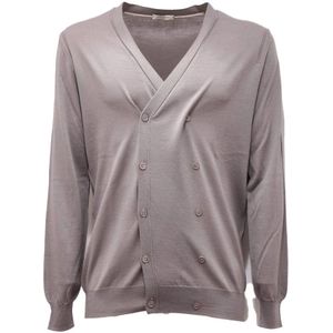 Paolo Pecora, Truien, Heren, Grijs, S, Wol, Wollen Cardigan Sweater in Grijs