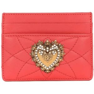 Dolce & Gabbana, Accessoires, Dames, Rood, ONE Size, Hart Motief Leren Kaarthouder