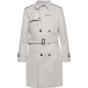 Burberry, Mantels, Heren, Grijs, L, Katoen, Trenchcoat met Riem