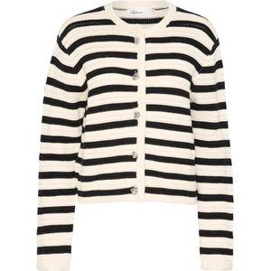 Karen by Simonsen, Truien, Dames, Zwart, XS, Katoen, Gestreepte Vest met Knopen
