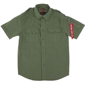 Alpha Industries, Overhemden, Heren, Groen, XL, Short Sleeve Shirts