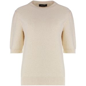 Fabiana Filippi, Truien, Dames, Beige, M, Pailletten, Trui met korte mouwen en pailletten
