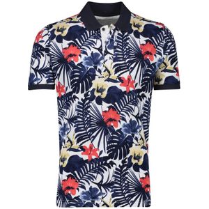 Pierre Cardin, Tops, Heren, Veelkleurig, M, Katoen, Donkerblauw poloshirt korte mouw