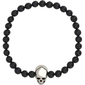 Alexander McQueen, Accessoires, Dames, Zwart, ONE Size, Zwarte Onyx Skull Kralen Armband