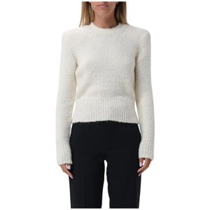 Isabel Marant, Truien, Dames, Beige, S, Beige Mohair Gebreide Pullover Sweater