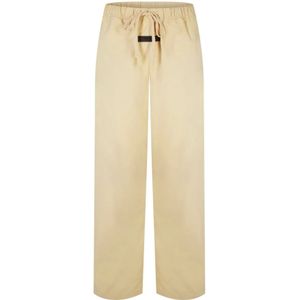 Fear Of God, Broeken, Dames, Beige, S, Katoen, Logo Relaxed Broek Zandkleurige Pantalon