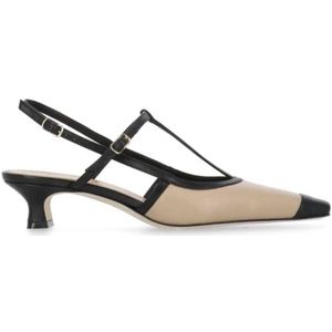 The Seller, Schoenen, Dames, Beige, 37 EU, Beige Leren Hakken Schoen met Pijl Teen