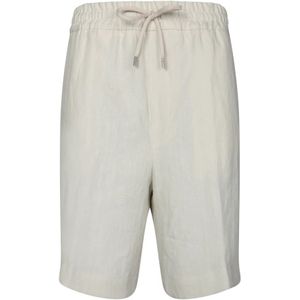 Lardini, Korte broeken, Heren, Beige, L, Linnen, Beige Linnen Elastische Taille Shorts