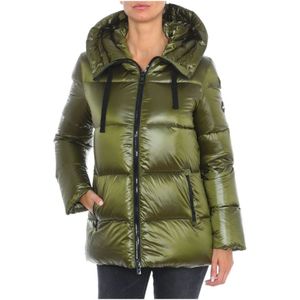 Vuarnet, Jassen, Dames, Groen, S, Gewatteerde Hoodie met Rits