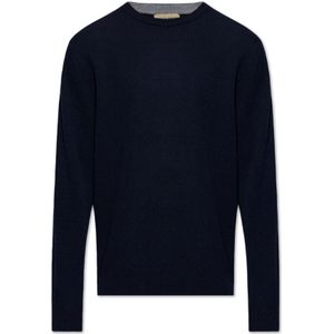 Woolrich, Truien, Heren, Blauw, 2Xl, Wol, Wollen Trui met Geborduurd Logo