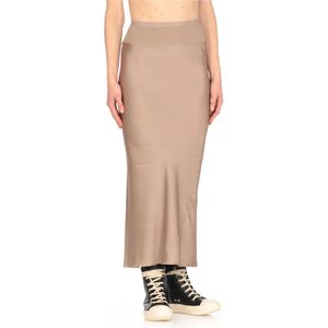 Rick Owens, Rokken, Dames, Beige, M, Beige Viscose Mix Elastische Taille Rok