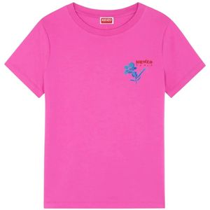 Kenzo, Tops, Dames, Roze, S, Katoen, T-shirt met getekende bloemen