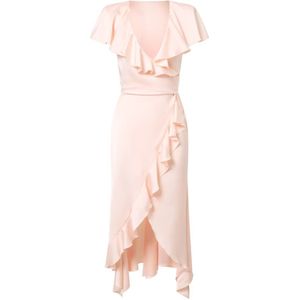 Philosophy di Lorenzo Serafini, Kleedjes, Dames, Roze, S, Satijn, Elegante Satijnen Jurk met Ruffles