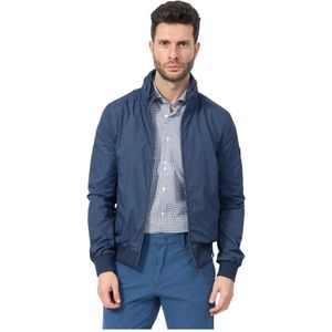 YES Zee, Jassen, Heren, Blauw, S, Polyester, Blauwe bomberjack met capuchon