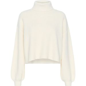 Gestuz, Truien, Dames, Wit, XS, Katoen, Korte Pullover Trui met Pofmouwen