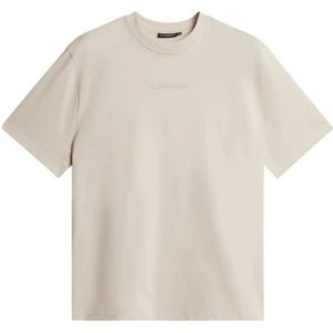 J.Lindeberg, Tops, Heren, Beige, L, Katoen, Moonbeam Heavy Logo T-shirt
