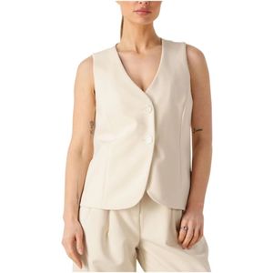 Co'Couture, Jassen, Dames, Beige, L, Elegant Curve Vest in Ecru