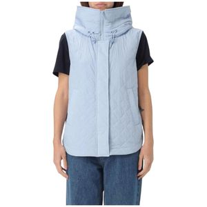 Peuterey, Jassen, Dames, Blauw, L, Gewatteerde Hooded Vest Elegante Blauwe Blazer