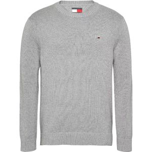 Tommy Hilfiger, Truien, Heren, Grijs, M, Katoen, Logo Katoenen Trui Lange Mouwen