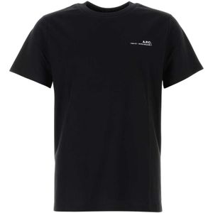 A.p.c., Tops, Heren, Zwart, S, Katoen, Zwart Katoenen T-shirt Klassieke Stijl