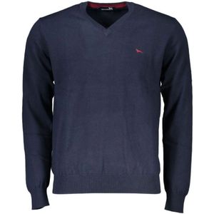 Harmont & Blaine, Truien, Heren, Blauw, 3Xl, Katoen, V-hals Geborduurde Blauwe Trui