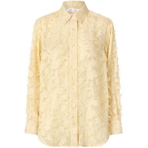 Samsøe Samsøe, Blouses & Shirts, Dames, Beige, XS, Polyester, Gestructureerde losvallende shirt stoffig geel