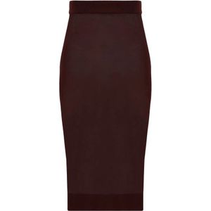 Saint Laurent, Rokken, Dames, Bruin, M, Elastische Taille Midi Rok