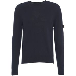 Peuterey, Truien, Heren, Blauw, S, Katoen, Blauwe Gebreide Trui Stijlvol Comfort