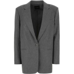 Andamane, Jassen, Dames, Grijs, S, Grijze Oversize Blazer Stretch Viscosemix