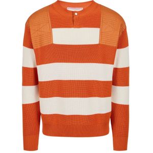 Iceberg, Truien, Heren, Oranje, S, Trui met lange mouwen en ronde hals met horizontale strepen