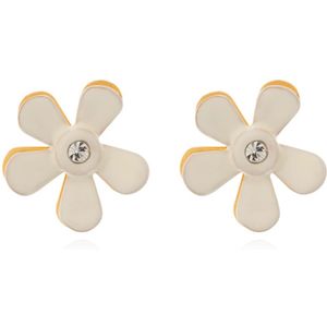 Marni, Accessoires, Dames, Beige, ONE Size, Leer, Geëmailleerde Metalen Bloem Pop Oorbellen