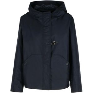 Fay, Jassen, Dames, Blauw, XS, Korte waterdichte parka met capuchon