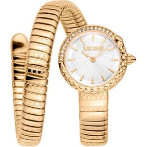Just Cavalli, Accessoires, Dames, Geel, ONE Size, Elegante Roestvrijstalen Analoge Dameshorloge